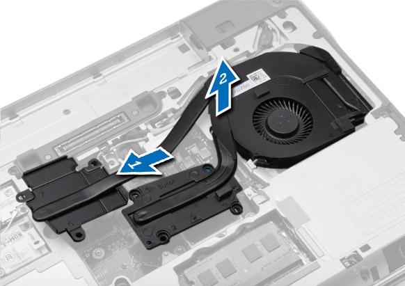 Sluit de kabel van de ventilator aan op het moederbord. 4. Plaats: a. afdekplaat onderkant b. batterij 5.