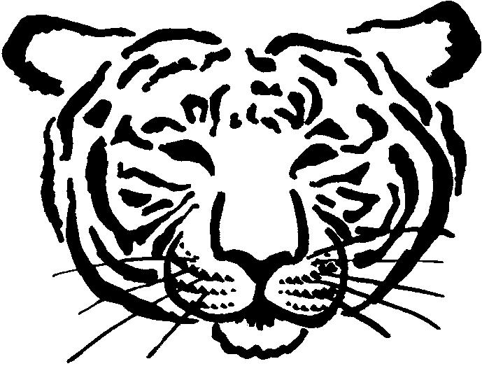 C. Hieronder zie je de kop van een tijger en van een antilope. Kijk goed naar de plaatjes en maak de zinnen af. De ogen van de tijger staan.. in de kop.