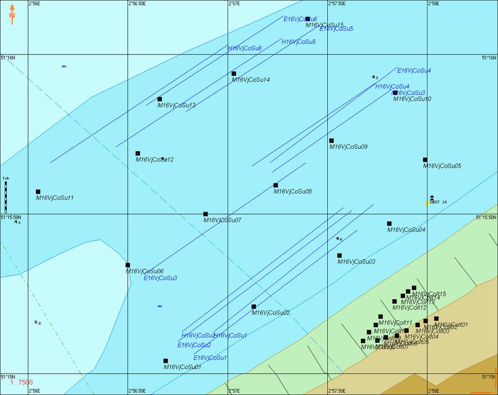 Figuur 3 Track plots van de subtidale campagne en macrobenthos punten van