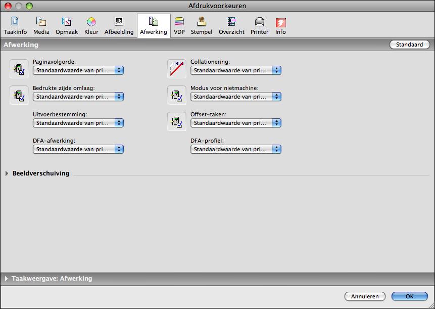 AFDRUKKEN VANUIT MAC OS X 31 21 Kies overige printerspecifieke opties. Deze afdrukopties zijn specifiek voor de EX8002 en de digitale pers.