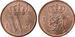 MUNTENVEILING 1 Cent 2 1/2 Cent 272 1 Cent 1821
