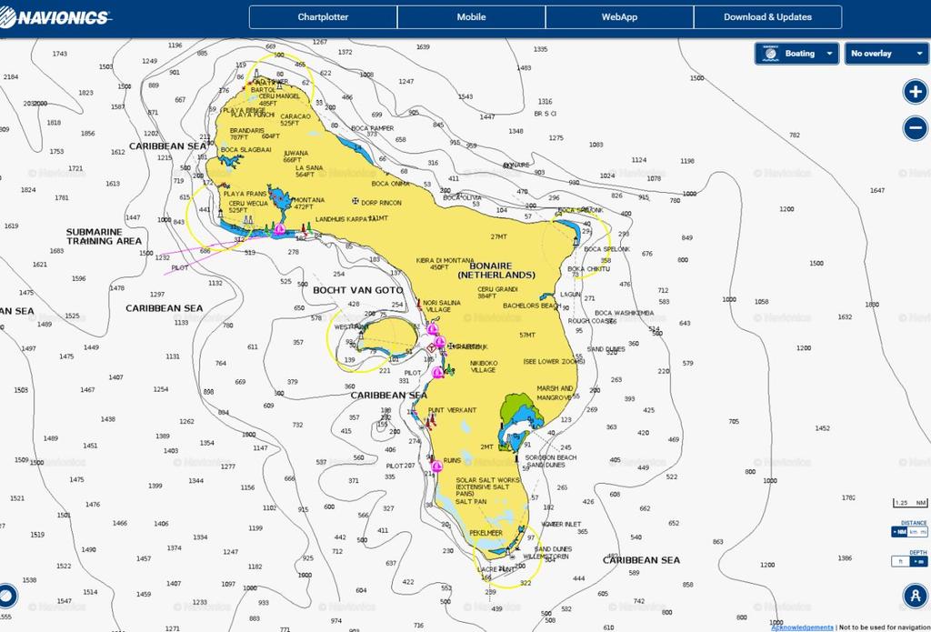 Vissen Zoals je kunt zien op de zeekaart van Bonaire wordt het eiland op korte afstand al omringd door diep water van 500 meter en meer op soms nog geen kilometer van de kust.