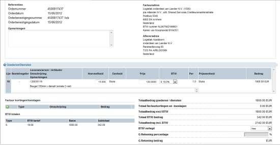 32 Zet bij het veld BTW verlegd de drop down box op JA.