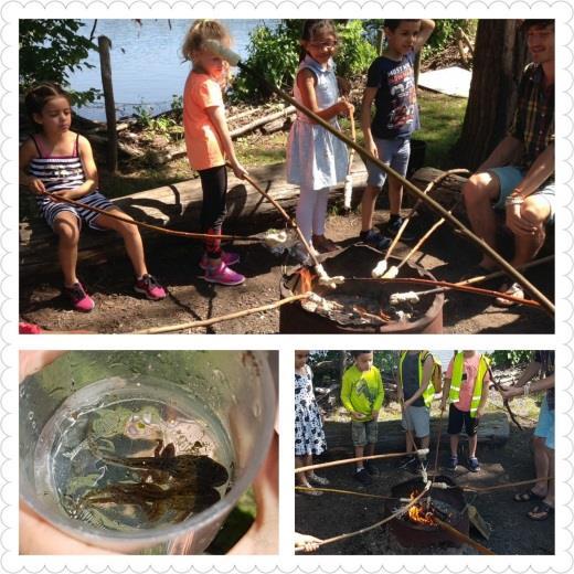 Wat een fantastische dag hebben ze gehad in Jeugdland. Lekker spetteren in het water, naar waterdieren speuren, over het water sjezen en (per ongeluk) juf erin laten vallen.