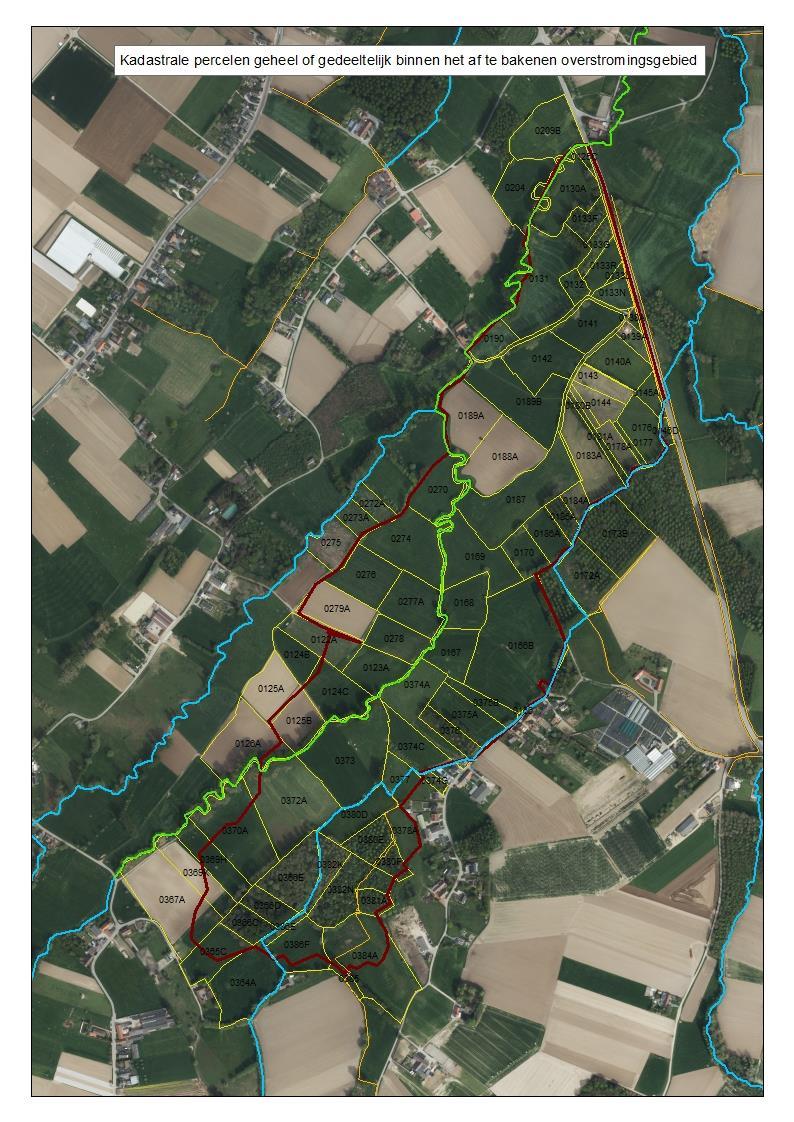 Figuur 24: Kadastrale percelen geheel of gedeeltelijk gelegen in het