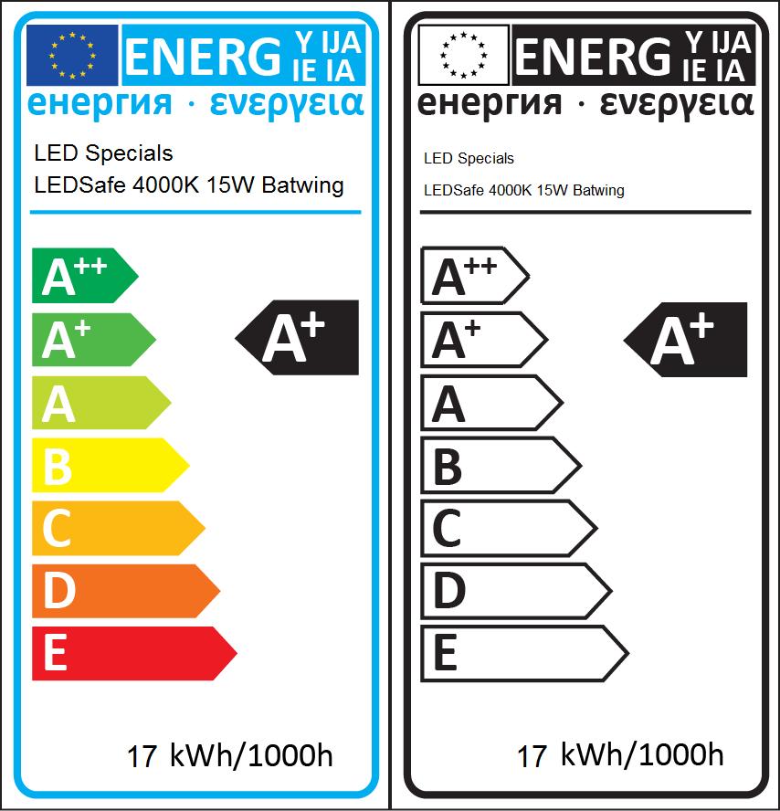 EU 2013 Energielabel classificatie Sinds sept 2013 zijn deze energielabels van kracht Van belang voor de energieclassificatie zijn gecorrigeerd vermogen en nuttige lichtstroom Het opgenomen vermogen