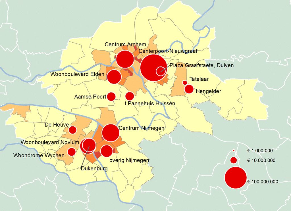 Centerpoort-Nieuwgraaf in Duivensterke verzorgingspositie voor volumineuze bestedingen De meeste volumineuze bestedingen (DHZ, wonen, tuin, elektronica, sport) worden gedaan in Duiven, Nieuwgraaf (