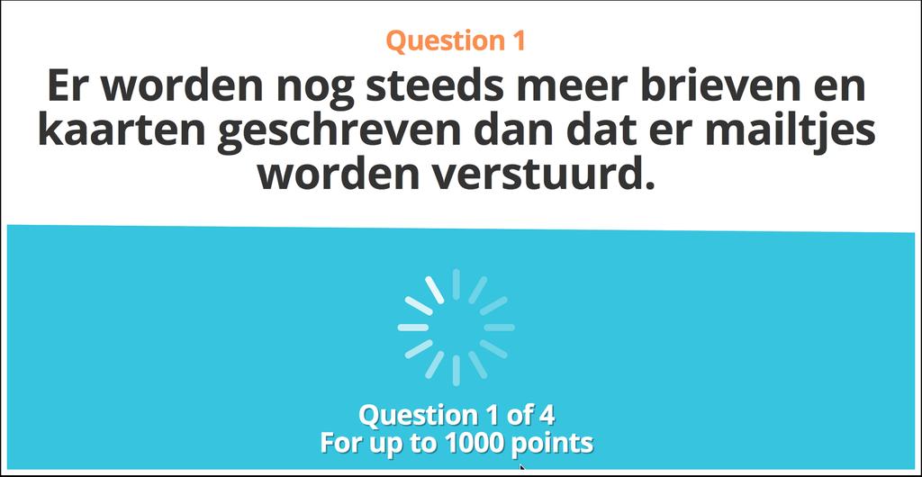 ...start! De deelnemers beantwoorden de vragen op hun telefoon.