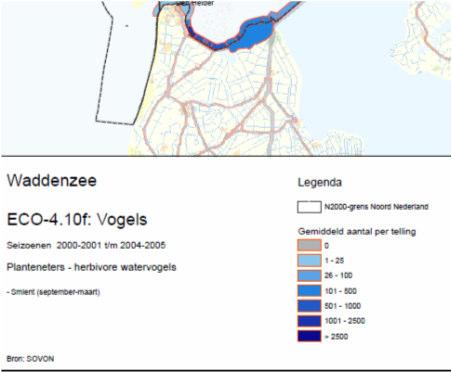 Smient (nb) Doel: Behoud omvang en kwaliteit leefgebied met een draagkracht voor een populatie van gemiddeld 33.100 vogels (seizoensgemiddelde).