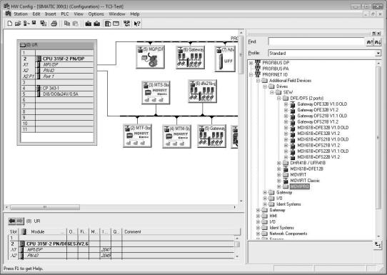 Configuratie met PROFINET 5 Configuratie van de PROFINET IO-controller De volgende afbeelding laat