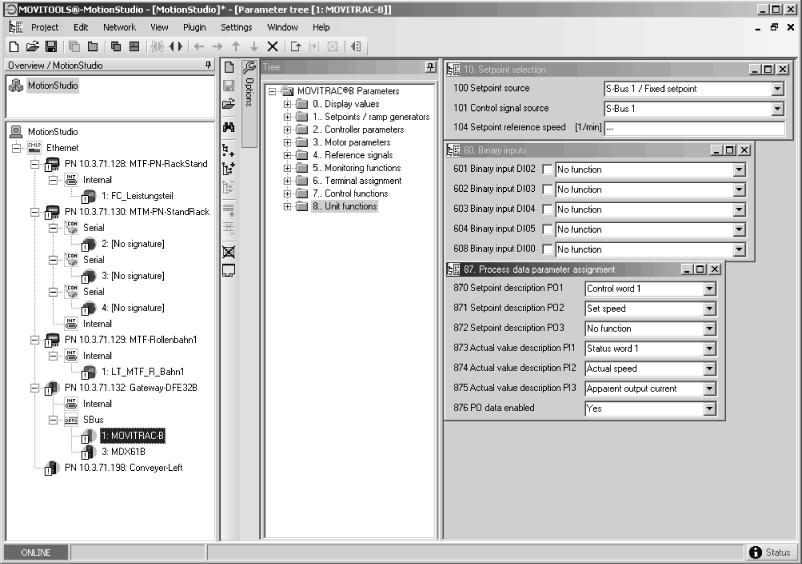 5 Configuratie met PROFINET Instelling van de frequentieregelaar MOVITRAC B 5.