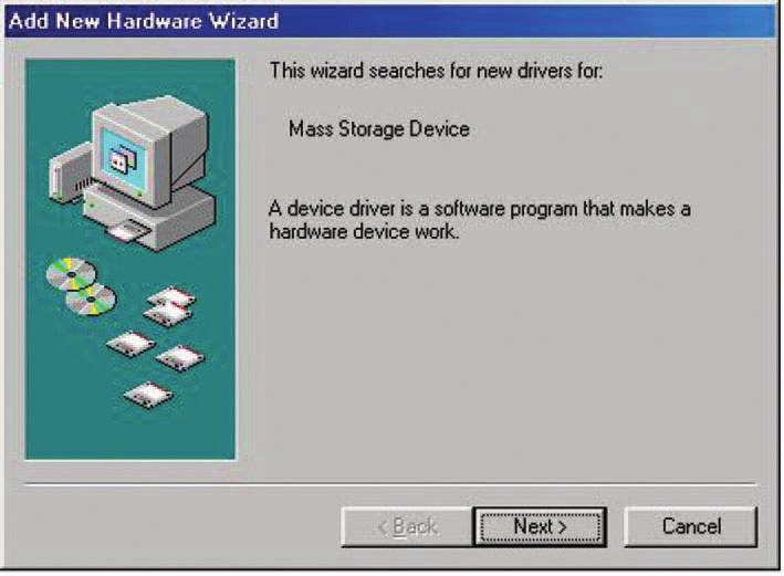 aanhangsel Windows 98 7 aanhangsel Windows 98 in het geval de pc de drivers nog niet installeert, verschijnt het scherm