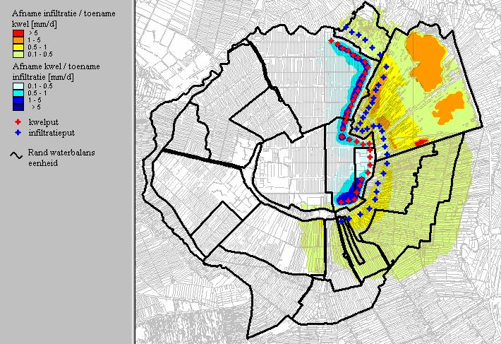 polder Figuur 137 Berekend effect op de kwel / infiltratie na 