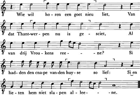 194 86 Wie wil horen een goet nieu liet Een nyeu liedeken AL CCXVIII melodie tekst Een nyeu liedeken 1.
