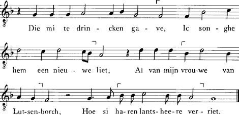 20 10 Die mi te drincken gave Van vrou van Lutsenborch AL XXIII melodie tekst Van vrou van Lutsenborch 1.
