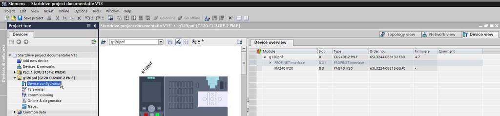 3 Device configuration In het menu Device configuration Topology vieuw kan je de topologie van de installatie zien.