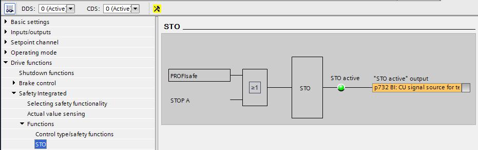 In STO kan je als de Safety functie actief is deze b.v. via een digitale uitgang ter beschikking krijgen bij STO active output.