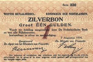 01-1b / AV 1.1b) - serie 60 - UNC 400 6805 1 Gulden 1914 Zilverbon (Mev.