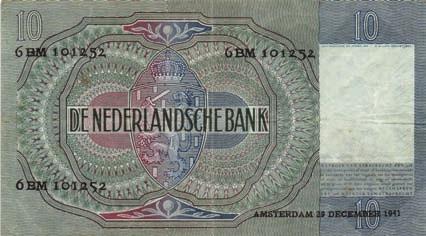 1) REPLACEMENT #8AF 101049 - F/F+ 20 6974 10 Gulden 1940 II Meisje met