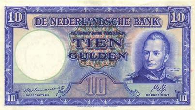 1a) REPLACEMENT # 3DB 100112 - FR 90 6983 6984 6983 10 Gulden 1945 II Willem I - Staatsmijnen met correct geboortejaar (Mev. 46-1 / AV 35.