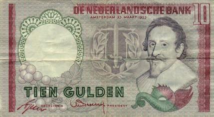 48-1b / AV 36.1b) REPLACEMENT # CVM 101261 - PR+ 25 7002 10 Gulden 1953 Hugo de Groot (Mev. 48-1b / AV 36.1b) REPLACEMENT # DEQ 101621 - UNC- 40 7003 7004 7003 7004 10 Gulden 1953 Hugo de Groot (Mev.