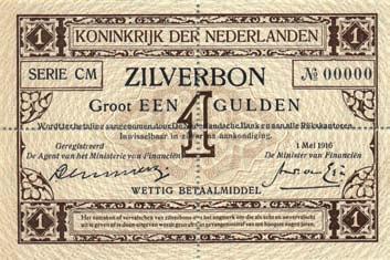 1b) Proefdruk kruislings geperforeerd - UNC 70 6818 1 Gulden 1916