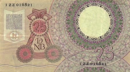 2a) - Invulserie 2ZV - ZF / graffiti 50 7099 7100 7099 25 Gulden 1955 Huygens (Mev. 83-1a / AV 55.