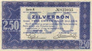 1a) - PR/UNC- Linkerrand met minieme schade, wat zeer lichte vlekjes 30 6875 6876 6874 2½ Gulden 1943 Muntbiljet (Mev. 14-1 / AV 12.