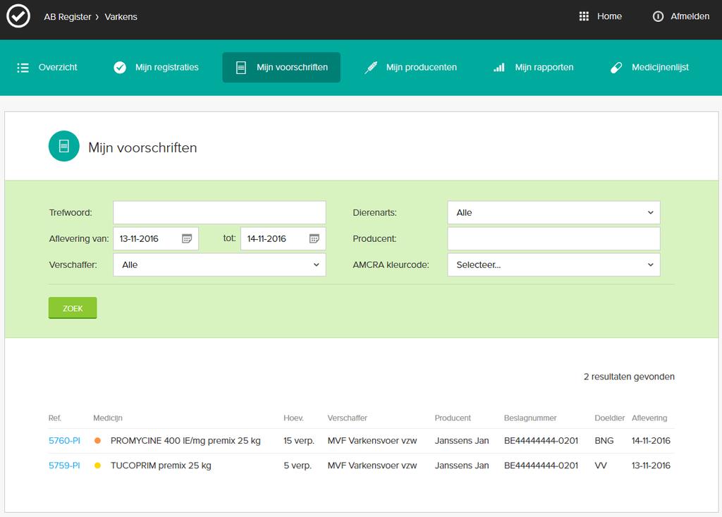 53 In het detail van elke registratie kunnen de verschillende registratievelden geconsulteerd worden.