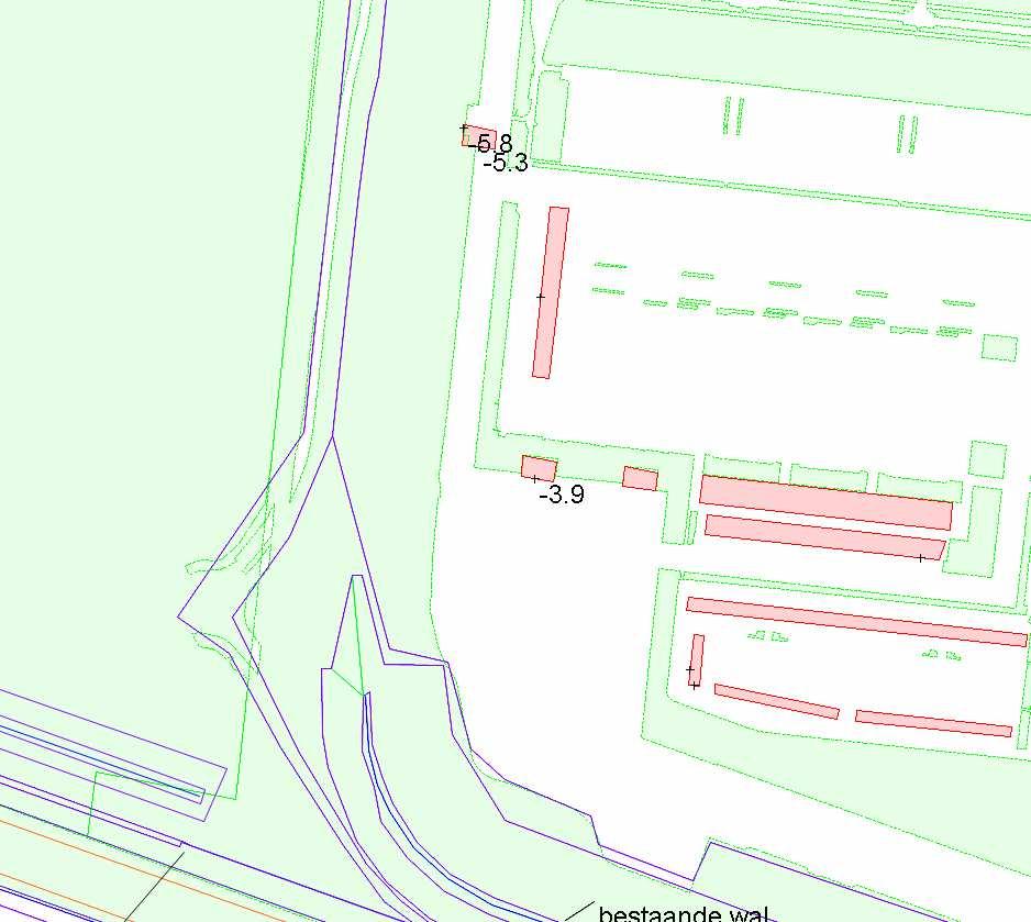 Projectbureau Leidsche Rijn Projectmanagement Figuur 1: Effect in db op 8 meter hoogte bij aanleg geluidswal Woerden, inclusief scherm van 3 meter hoog en verhoogde kop bestaande wal In figuur 1