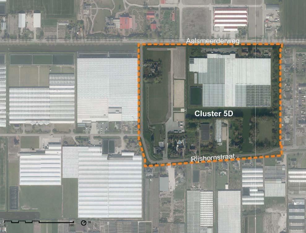 9. CLUSTER 5D Cluster 5D is in de Ruimtelijke Visie Greenport Aalsmeer als kleinschalig glastuinbouwgebied aangemerkt.