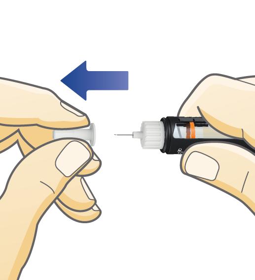 7 Trek het binnenste naaldbeschermdopje eraf en gooi deze weg. Er kan een druppel insuline aan de naaldpunt verschijnen.