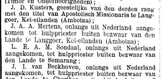 hulp vormden evenals bij de zending gewichtige hulpdiensten. De snelle groei blijkt uit de statistieken. In 1900 waren er een 26.000 R.K. Indonesiërs, in 1939 was dat aantal tot 478.000 aangegroeid.