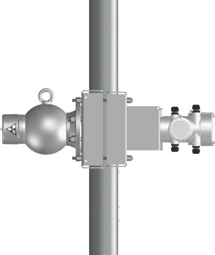 Bij horizontale montage van de radiometrische sensor verdient gebruik van de als optie toepasbare loodafscherming aanbeveling, om invloeden van secundaire stralingsbronnen te vermijden. Fig.