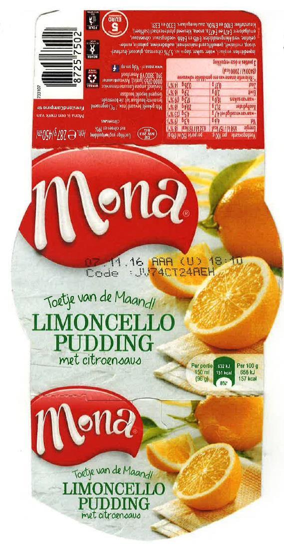 Limoncello pudding 2016/00879 13 december 2016 Klacht: er zit geen druppel limoncello in Verweer: gaat om smaak, consument verwacht geen toetje vergelijkbaar met sterke drank & leest