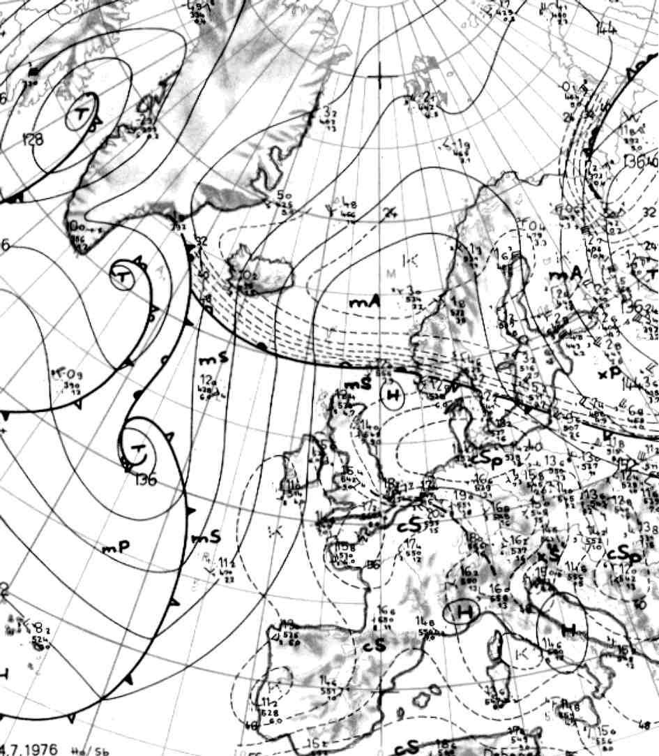 Fig 7. 850hPa-vlak om 00z. De temperatuur op zo n anderhalve kilometer is gestegen tot 20 graden. Overdag barst het kwik zowat uit de thermometers. De natuur en de mensen kunnen weer diep ademhalen.