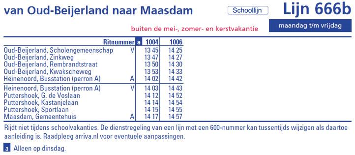 Schoollijn 666 Maasdam - Oud-Beijerland Vanaf