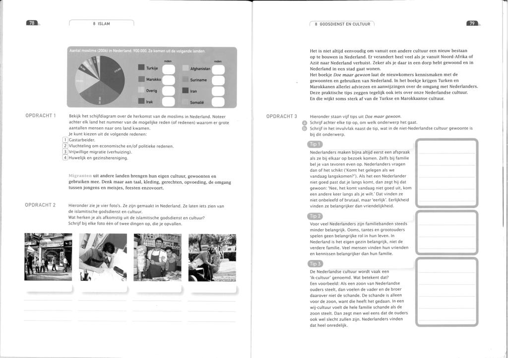 f 8 ISLAM r 8 GODSDIENST ENOULTUUR^I Aantal moslims (2006) in Nederland: 900.000. Ze komen uit de volgende landen.