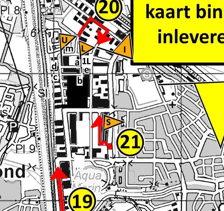 Terug langs RC C en RC H is korter. (a f g h i j k e) Na pijl 19 rechts links.