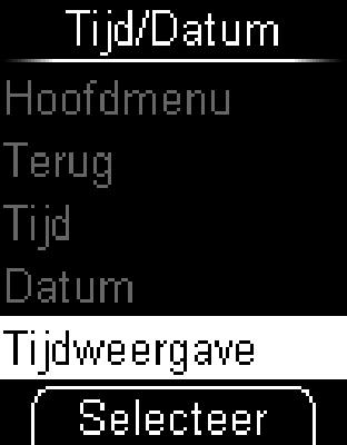 De geselecteerde tijd- en datumweergave wordt weergegeven.