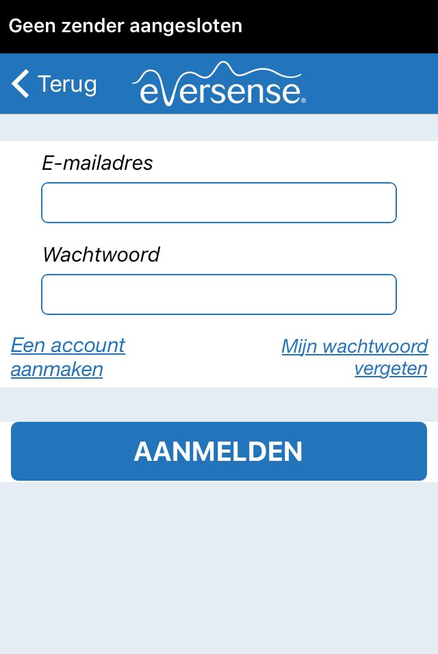 Het pictogram van de Eversense App wordt weergegeven op uw mobiele apparaat. Stap 2. De app instellen: een account maken, koppelen en instellen 1.