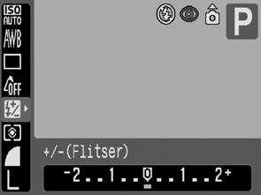 1 Menu FUNC. (+/ (Flitser))/ (Flits output). Zie Menu's en instellingen (p. 18).