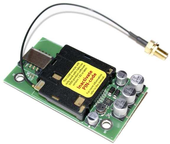 GSM print Voor aansluiting antenne en plaatsing simkaart. 3.