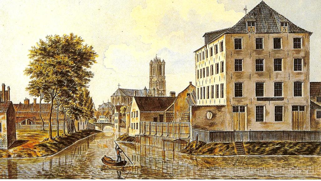 Het einde van de Reep 1822 geschilderd door soldaat Wijnandz toen we nog één land vormden met Nederland.