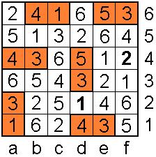 c Op D1 is b5 of c4 1, dus b4=3 d a1 en f6 moeten 1 of 3 zijn => b2,c3,d4 en e5 geen
