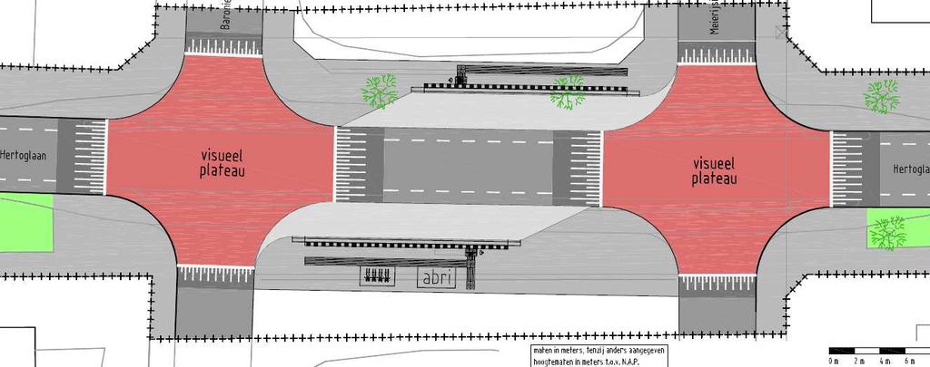 Toelichting schetsontwerpen Baroniesingel - Meijerijsingel Hertoglaan variant 3 + duidelijke voorrangssituatie + geen oponthoud voor fietser tijdens halteren bus (2x per