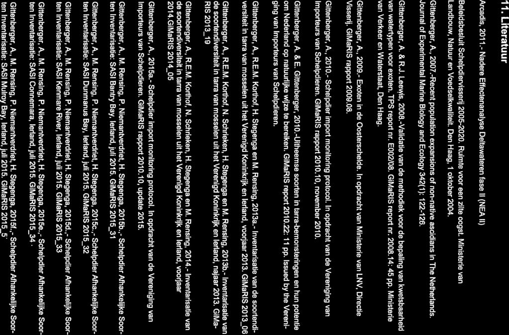 It Literatuur Arcadis, 2011,- Nadere Effectenarralyse Deftawateren fase Ii (NEA II) Beleidsbesluit Scheipdiervisserj 2005-2020. Ruimte voor een zilte oogst.