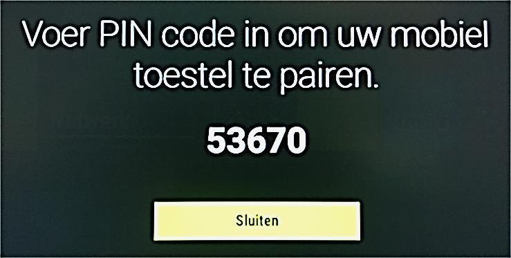 Let op : Wanneer de Pincode niet op uw scherm verschijnt, laat uw mobiel apparaat dan opnieuw scannen door tikken op Device Scan.