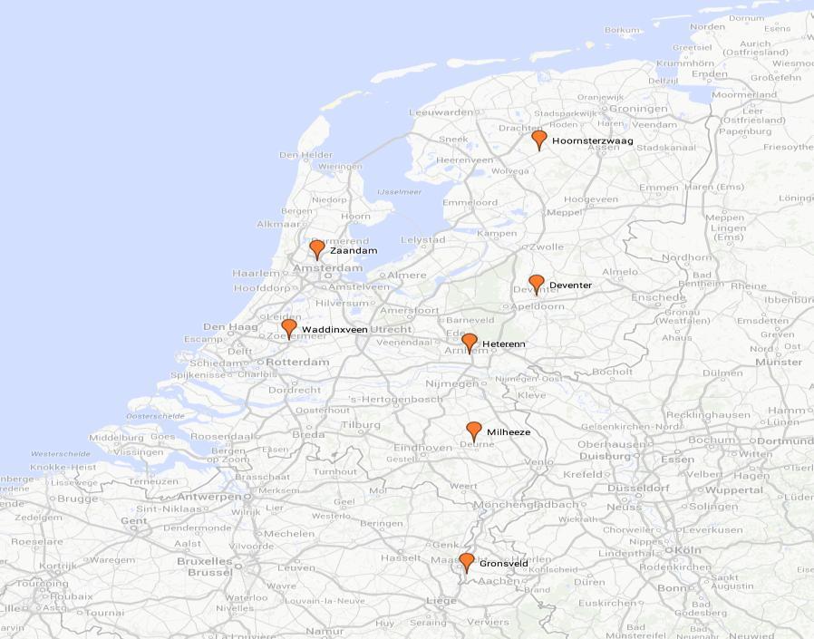 Distributie netwerk 7 depots Hoornsterzwaag Zaandam Deventer Waddinxveen Heteren Milheeze Gronsveld 37