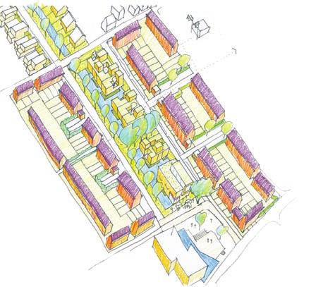 2 Groen/blauwe zone De groen/blauwe zone met losse bebouwing die door de nieuwe wijk Broekgraaf loopt buigt af en wordt voortgezet in de buurt.